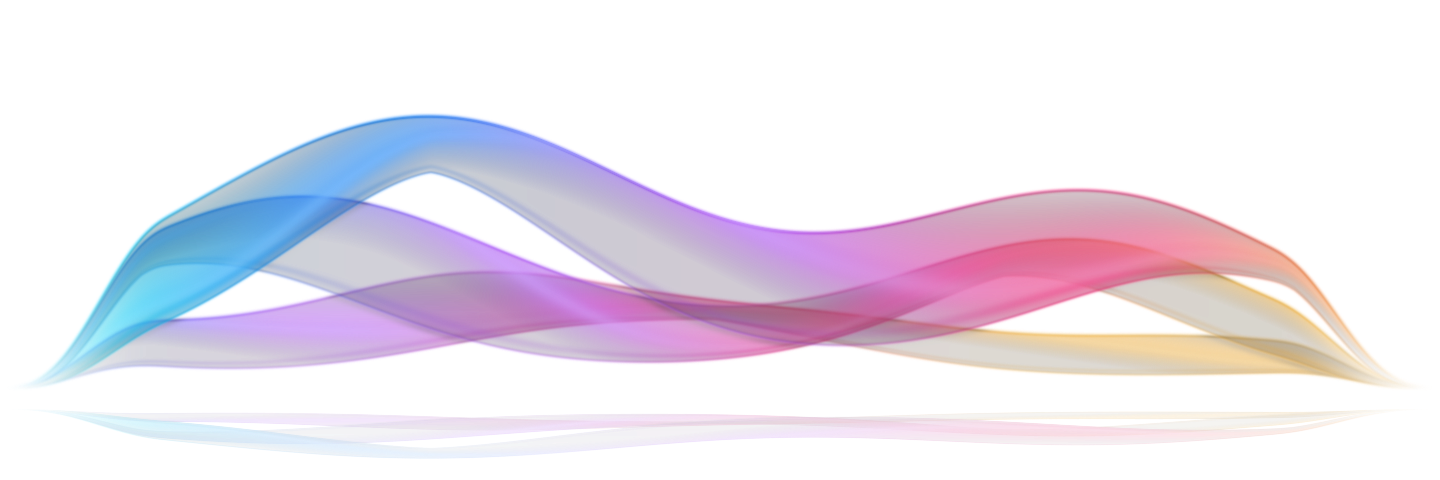 The Silk Ribbons effect, with flowing cyan, blue, violet and pink layers and a soft reflection.